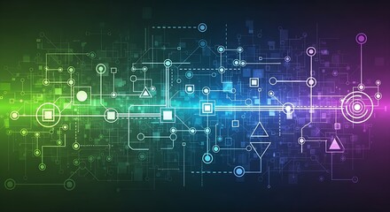 Obraz premium Dynamic futuristic network design with glowing nodes and vibrant colors for tech innovation and digital transformation projects