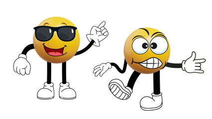 3D Illustration Set featuring cute emoticons