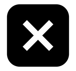 Obraz premium Black cancel icon PNG with transparent background, white cross symbol in rounded square for mobile UI