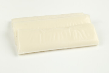 Fresh White Tofu Block on White Background for Healthy Vegetarian Cooking and Asian Cuisine