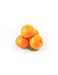 Fresh Guangxi Honey Tangerines with Mint Leaf on White Background - Sweet Seedless Citrus Fruit