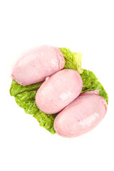 Fresh Raw Pork Loin Cuts on Lettuce Leaves - Premium Meat Ingredients for Cooking