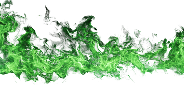 Vibrant green flames against a black background