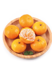 Fresh Guangxi Honey Tangerines in Wooden Bowl - Sweet Seedless Small Oranges with Peeled Segments