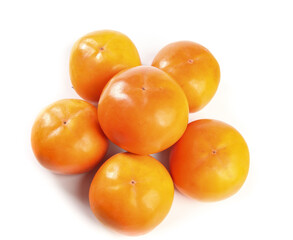Fresh Ripe Persimmons on White Background - Healthy Organic Fruit