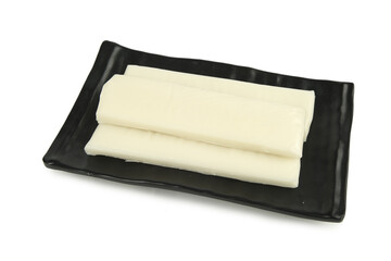 Fresh White Rice Paper Rolls on Black Plate - Asian Cuisine Ingredients for Gourmet Cooking