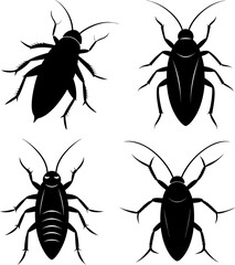 cockroach silhouette vector, Black silhouette of cockroach vector bundle logo illustration set, cockroach  art, cockroach  vector illustration