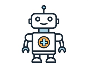 Medical Robot Illustration: Healthcare automation with cute design style