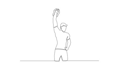 Kettlebell Workout One-Line Drawing