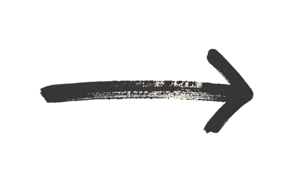 Hand-drawn black arrow pointing right isolated on a white background png

