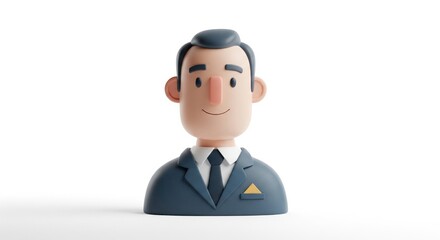 Stylized 3D Cartoon Portrait of a Confident Male Professional in Suit