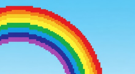Fototapeta premium Vibrant 8-Bit Rainbow Arching Across a Clear Digital Sky