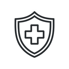 Medical Shield Vector Illustration Protection Symbol Cross Isolated on White Background Graphic