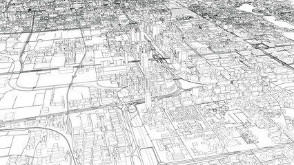 Fototapeta premium Intricate City Blueprint