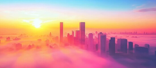 Fototapeta premium Stunning City Silhouette at Sunrise