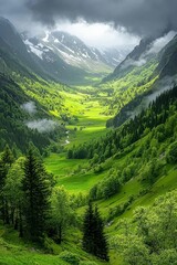 Fototapeta premium Tranquil view of nature with mountains and foliage.