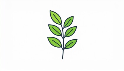 Fototapeta premium Vector Illustration of Green Leafy Branch Isolated on White Background