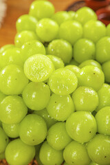 Fresh Green Grapes with Water Droplets - Healthy Natural Fruit Close-up