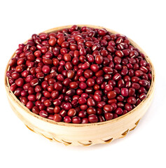 Red Adzuki Beans in Bamboo Basket - Healthy Asian Legumes for Cooking and Traditional Cuisine