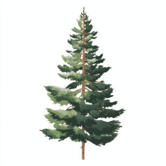 Obraz premium Tall Evergreen Pine Tree on White Transparent background - Isolated Botanical Illustration
