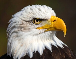 Obraz premium Majestic Portrait: A Bald Eagle's Intense Gaze and Feathery Details Revealed
