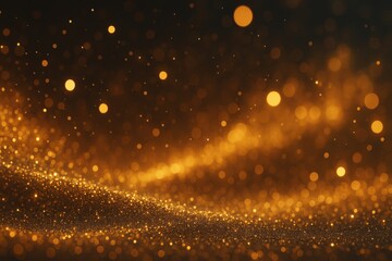 輝く金の粒子、光の波の抽象的な背景素材
