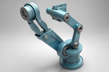 Fototapeta premium Blue Robotic Arm on 3D White Background image assembling