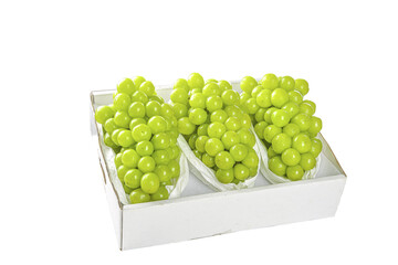 Fresh Green Grapes in White Gift Box on White Background