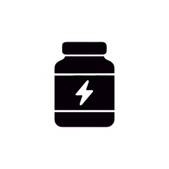 Obraz premium Protein Jar Supplement with Lightning Bolt for Energetic Bodybuilding Lifestyle
