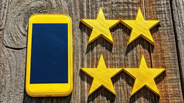 Illustrative cell with five stars symbolizing community-driven product rating and trustworthiness in reviews and feedback
