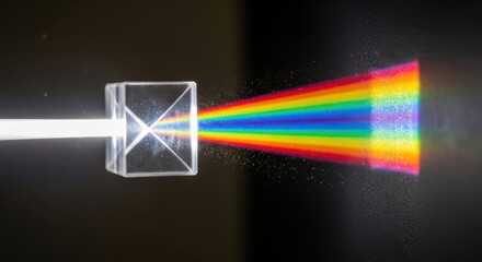 Fototapeta premium Prism dispersing light into spectrum of colors for scientific demonstration