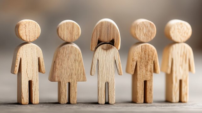 Group of wooden people representing a customer loyalty program icon concept for rewarding repeat business and engagement