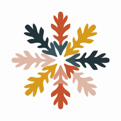 Abstract Colorful Leaf Mandala Design - Autumnal Floral Pattern
