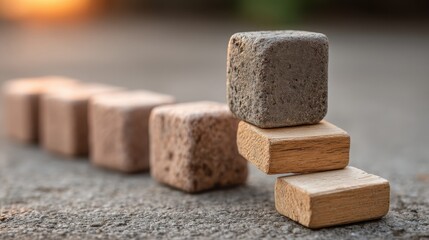 Block of wood symbolizing stability in financial market analysis with focus on price path and volatility management