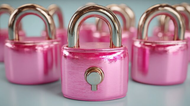Pink padlock representing enhanced security for trading activities and encrypted market actions in financial systems
