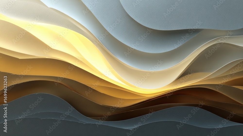 Aufkleber textured layers in various colors create a wave-like pattern in an artistic display highlighting gra