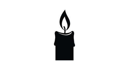 a simple black silhouette of a lit candle flame