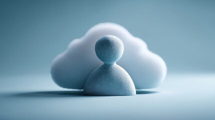 Individual standing confidently before a large cloud symbolizing security and protection in the digital environment