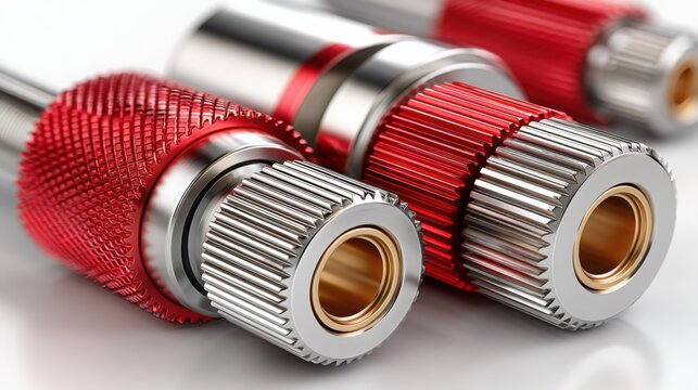 Red and silver pinion gear representing advanced mechanical design and engineering principles for system optimization
