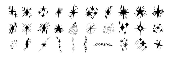 Twinkle Star Icon Shape. Light Shine Magic Spark Element. Vector Illustration