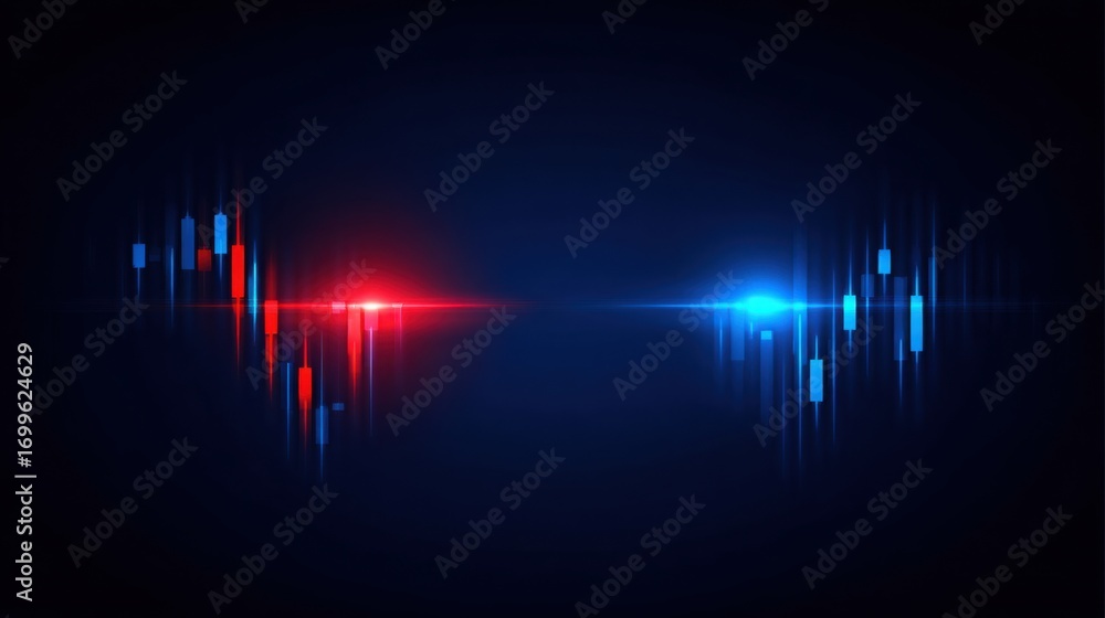 Aufkleber Striking combination of red and blue light creating a unique visual effect in a dark background environment