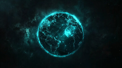 Global network connections glowing Earth in space digital art