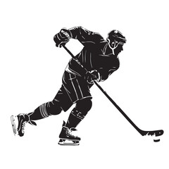 Obraz premium Black ice hockey Silhouette Vector, High Quality Illustration on White Background