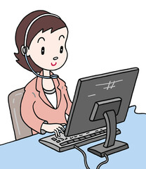 職業のイラスト - テレフォンオペレーター・案内・コールセンター