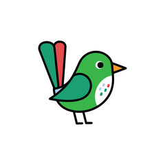 Cute Little Bird with Colorful Feathers. A Vector Illustration for Nature, Animals, and Children's Design