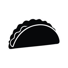 Black and White Graphic Icon of a Delicious Empanada or Turnover, taco with meat silhouette vector illustration