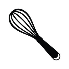 Black Silhouette of Wire Whisk for Cooking and Baking Preparation, isolated, whisk silhouette vector illustration