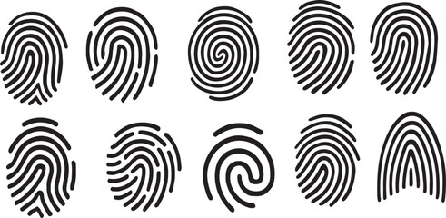 Fingerprint Scanner Icon Set – High-Resolution Biometric Security Vector Illustration