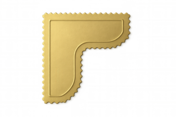 Golden ticket fragment with jagged border, presenting text placement opportunity against transparent backdrop