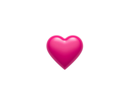 Shiny pink heart shape isolated on transparent background 